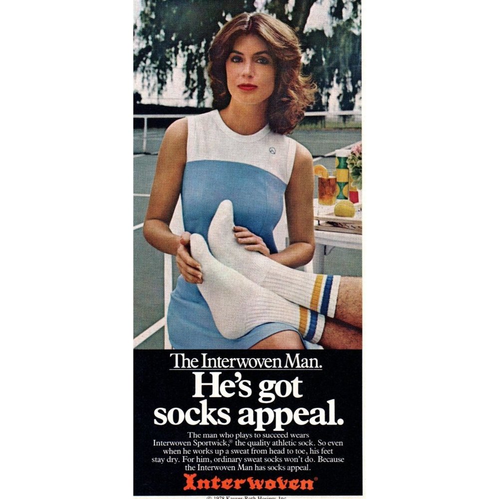 1978 Interwoven Mens Socks Appeal Vintage Print Ad Tennis Club Brunette Wall Art